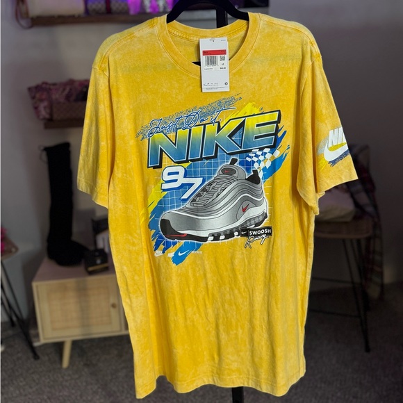 NIKE Sportswear Air Max 97 Racing Graphic Yellow Shirt -  Large - NWT - Picture 1 of 5